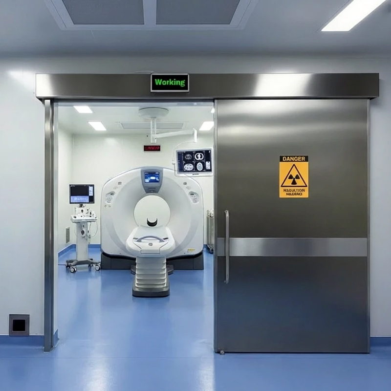 Puerta corredera automática revestida de plomo de acero inoxidable para sala de rayos X de hospital