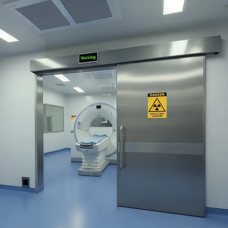 Puerta corredera automática revestida de plomo de acero inoxidable para sala de rayos X de hospital