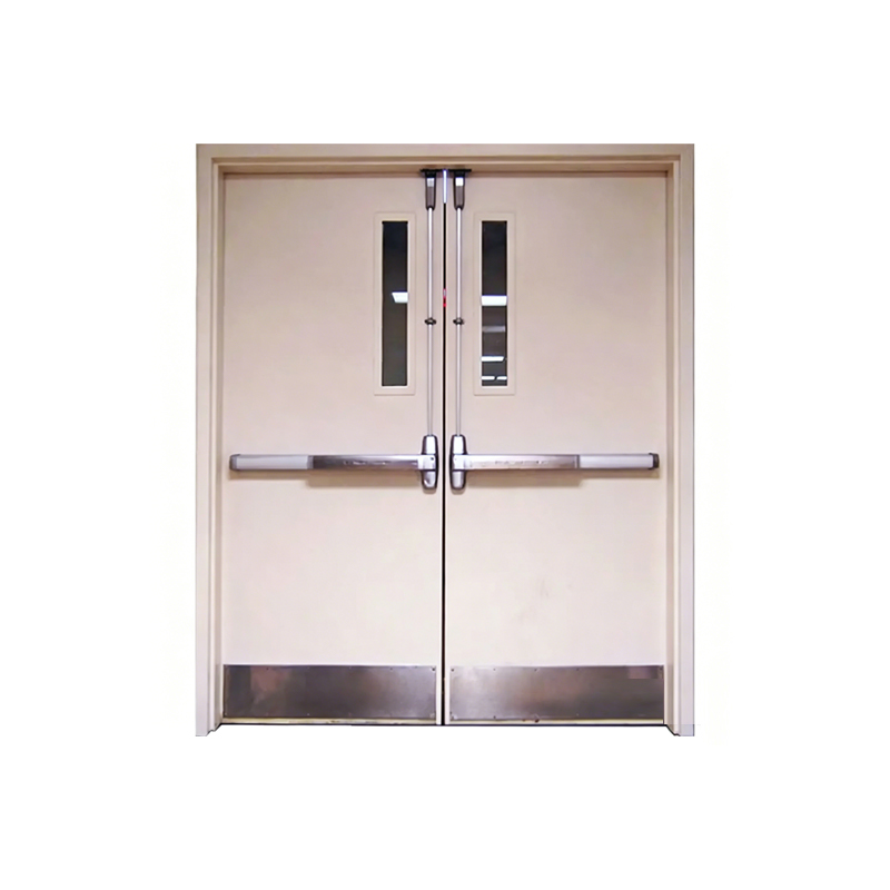 Puerta doble de salida de emergencia con panel de vidrio