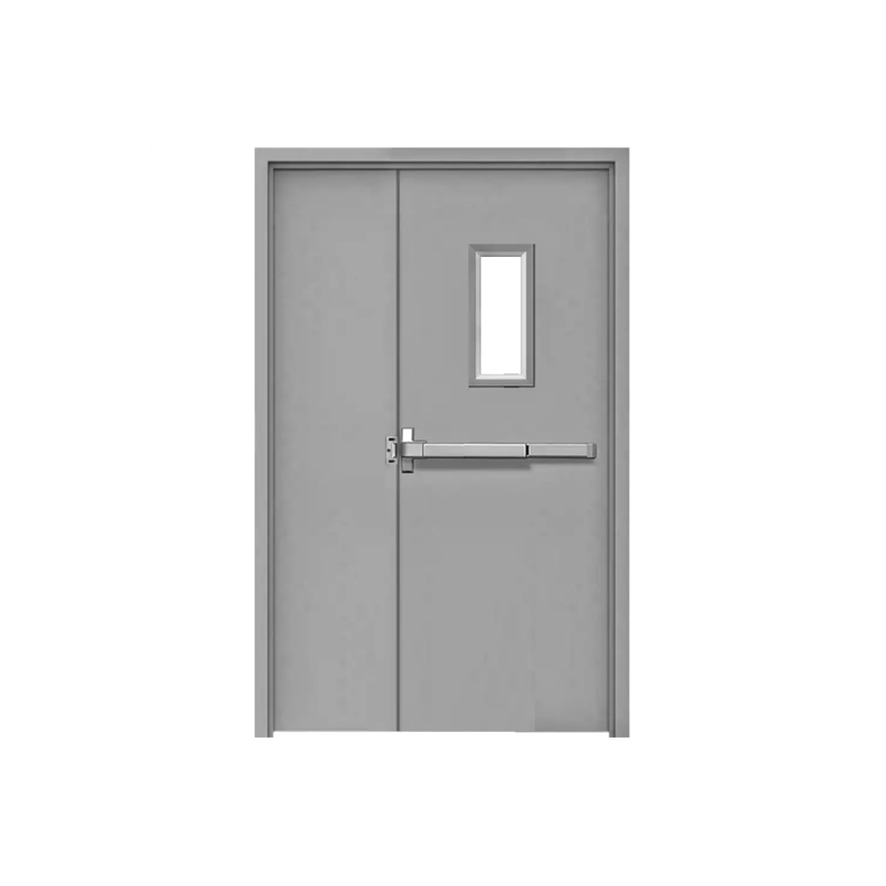 Puerta y media revestida de acero con vidrio